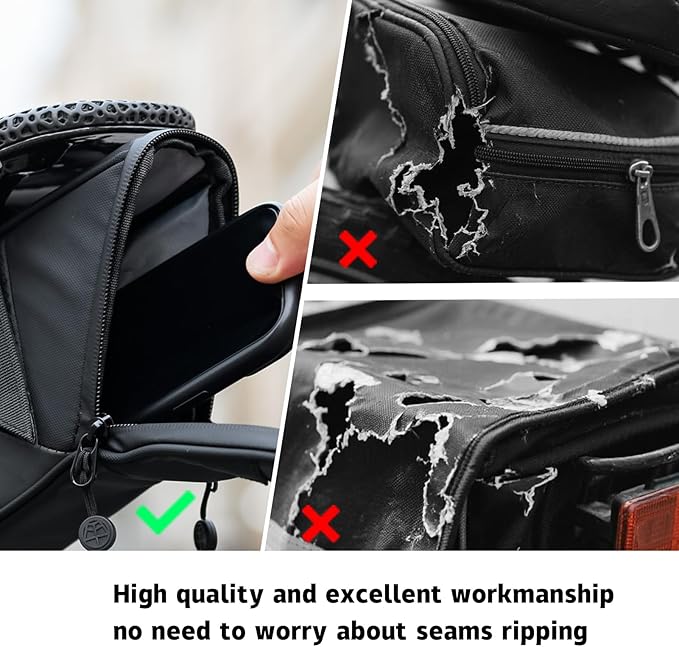 Bike Saddle Bag - Waterproof Bike Bag Under Seat, Durable 900D Cycling Pouch with Reflective Area & Tail Light Loop, Fits Road, Mountain