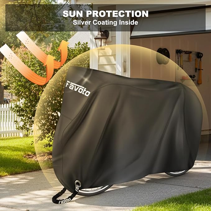 Favoto Bike Cover Waterproof Outdoor - Bicycle Cover for 2 Bikes XXL Sun Rain Dust Wind Protection Heavy Duty with Storage Bag Bike Tarp for Mountain, Road & Electric Bikes