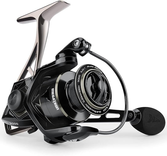 KastKing Megatron Spinning Reel, Freshwater and Saltwater Spinning Fishing Reel, Rigid Aluminum Frame 7+1 Double-Shielded Stainless-Steel BB, Over 30 lbs. Carbon Drag, CNC Aluminum Spool & Handle