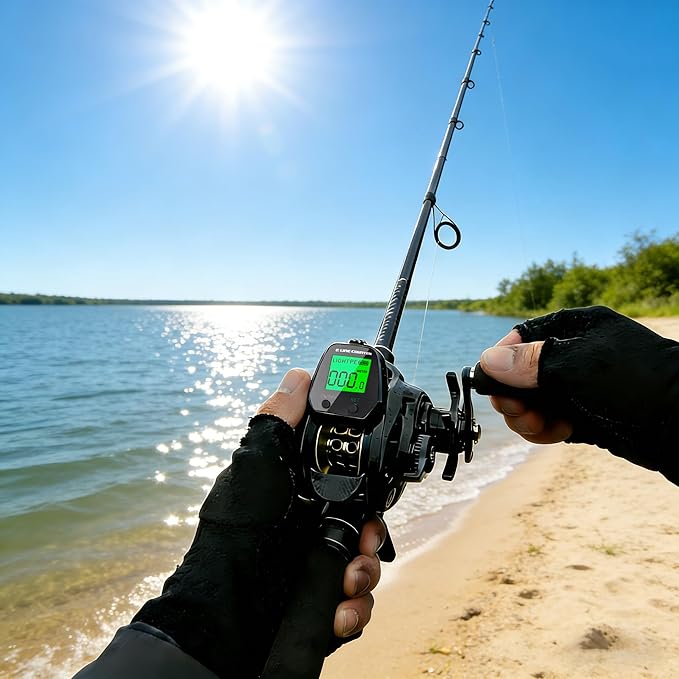 Digital Baitcasting Fishing Reel with LCD Display,8 oz Ultralight Electric Baitcaster Reel, 22-35 Lb Max Drag,6.3:1/7.2:1 Gear Ratio,Left/Right Handed,Compact Design for Freshwater & Saltwater