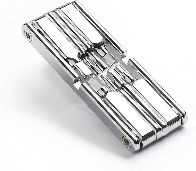 CECO USA 10 Function Bicycle Multi Tool, Ultra Slim Sized, Lightweight, Polished Chrome Finish, High Strength CR-V 6150 Tool Steel, Mountain Bike, Road Bike