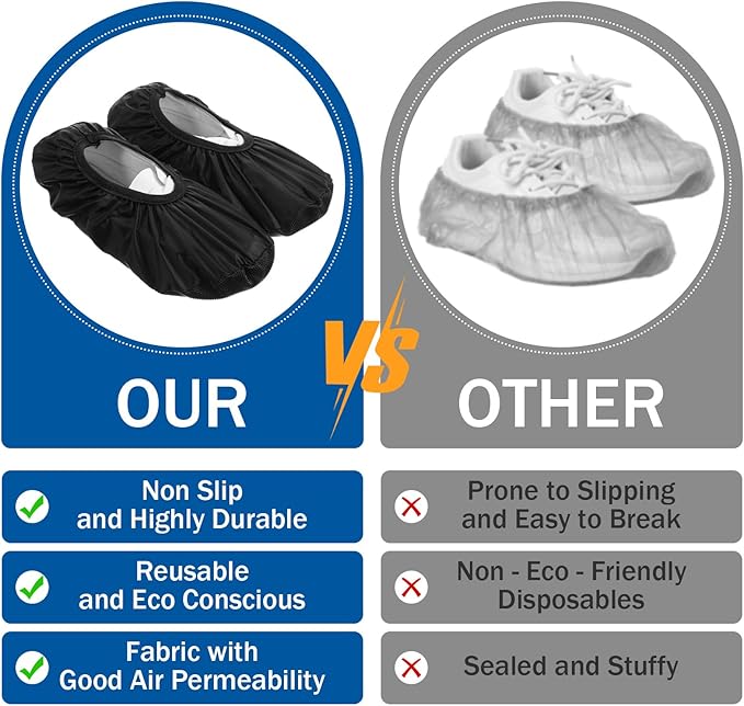 Larrel Black Shoe Covers, Reusable Bowling Shoe Covers Non-Slip Shoes Protector Cover Shoes Cover Protector Accessories for Men Women Sports Supplies Floor Protection