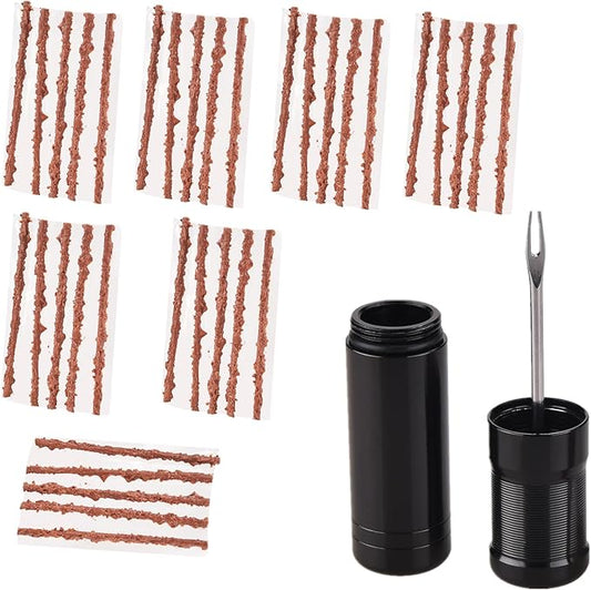 Tubeless Bike Tire Repair Kits for Road Bicycle and Mountain Bike MTB Tires | 1 Repair Tool and 7 Bacon Strips | Includes Storage Canister Plugger Tool with Plugs