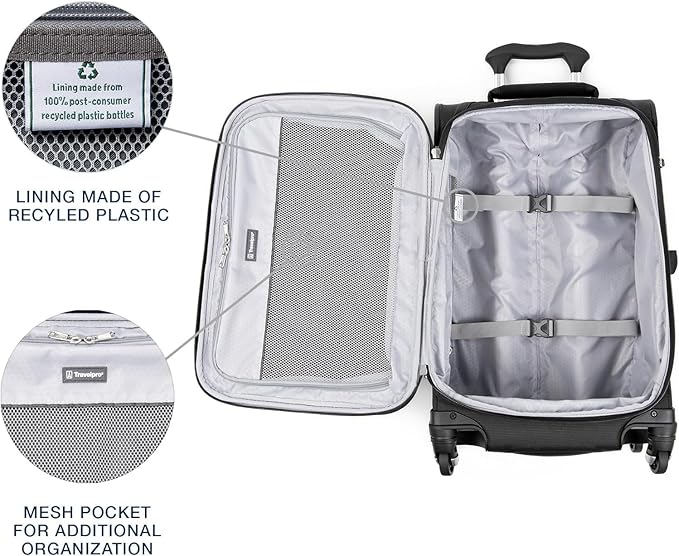 Travelpro Maxlite 5 Softside Expandable Luggage with 4 Spinner Wheels, Lightweight Suitcase, Men and Women, Black, 2-Piece Set (21/25)