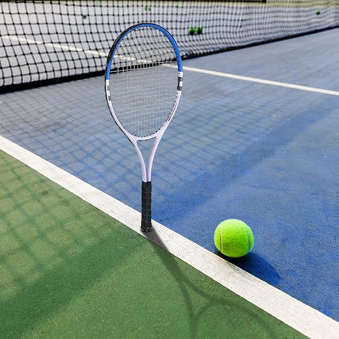 Tennis Racket Pre-Strung Lightweight 27 Inch Racquet Recreational Adult Rackets for Men Women Students Training Tennis Starter Kit with Balls,Carry Bag and Overgrips
