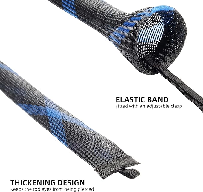 SF Fishing Rod Sock Fishing Rod Sleeve Rod Cover Braided Mesh Rod Protector Pole Gloves Fishing Tools for Spinning Fishing Rod,Casting Rod,Musky Rod, Ice Rod, Fly Rod, Spey Rod