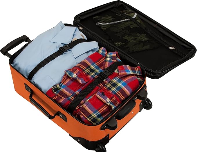 Rockland Pasadena Softside Spinner Wheel Luggage, Orange, Carry-On 19-Inch