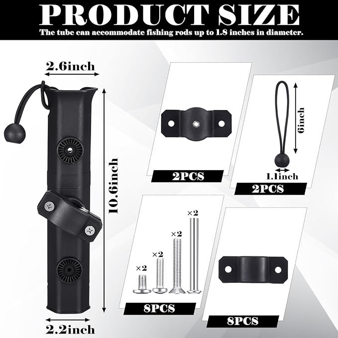 Pole Mount Fishing Rod Holders for Bike Rack Rotatable Fishing Chair Pole Holders with Clamp for Boat Bicycle Motorcycle Kayak Cart