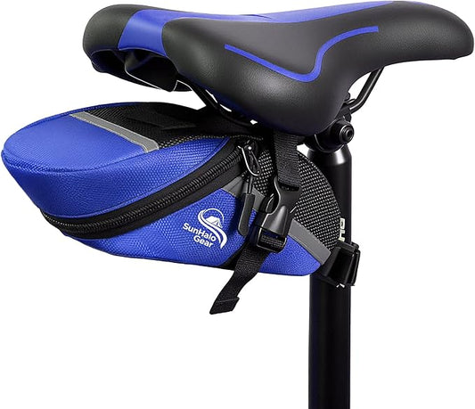 Bike Seat Bag - Bicycle Saddle Bag Under Seat Cycling Accessories Storage Pouch Wedge Pack for Mountain & Road Bike - Blue