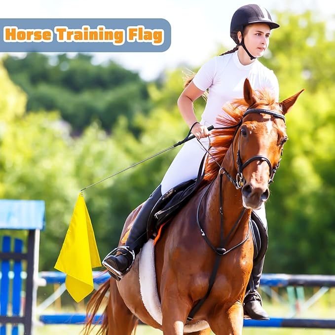 Equestrian Training Flag 4 Pieces Equestrian Training Equipment Nylon Flag with Flagpole
