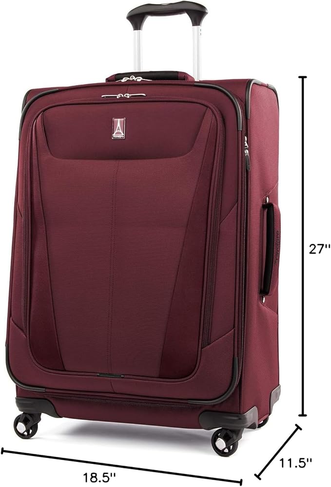 Travelpro Maxlite 5 ソフトサイド 拡張可能荷物 4輪スピナー付き 軽量スーツケース 男女兼用 バーガンディ チェック済み-M 25インチ