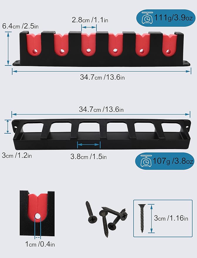 Horizontal Fishing Rod Rack Holders Wall-mounted Fish Pole Holder for Garage & Boat 6-Rod Storage Racks -1 Pair Rod Holder Rod Holder (1 Pair Vertical Red)