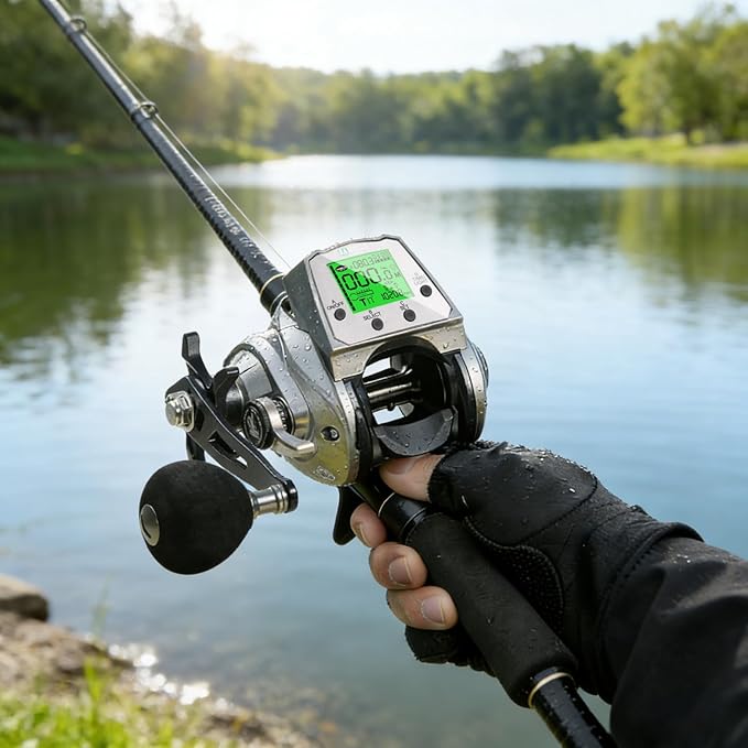 Digital Baitcasting Fishing Reel with LCD Display,8 oz Ultralight Electric Baitcaster Reel, 22-35 Lb Max Drag,6.3:1/7.2:1 Gear Ratio,Left/Right Handed,Compact Design for Freshwater & Saltwater
