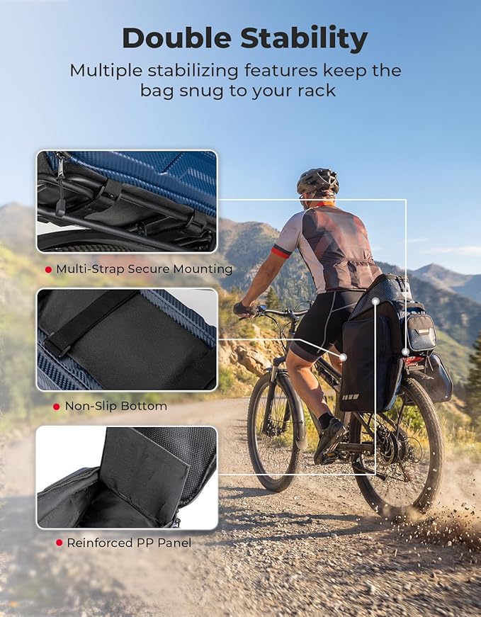 KEMIMOTO 40L E-Bike Battery Bike Bags for Rear Rack, EVA Hard Shell Bag with Reflective Strip and Waterproof cover, Ebike Trunk Bicycle Seat Pannier for Commuter Travel
