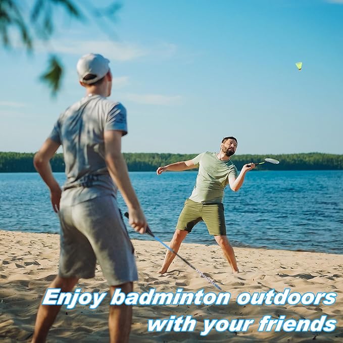 12 Pack Badminton Rackets Set Including Badminton Racquets, Nylon Shuttlecocks and Carry Bag for Outdoor Backyard Games Beginners