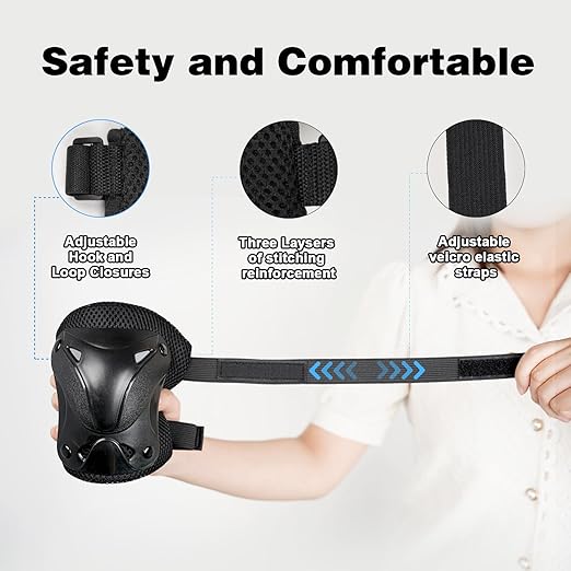 AIDY-PRO Roller Skate Pads Adult Knee And Elbow Pads For Roller Skating, Wrist Guards Skateboarding Protective Gear Adult Knee Pads For Men Women Skating Pads