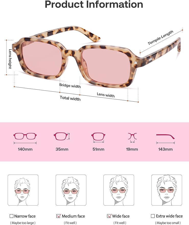 SOJOS Trendy Rectangle Polarized Sunglasses Womens Mens, Small Retro Fashion Thin Slim Square Sunnies SJ2610