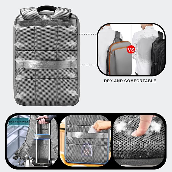 ZINZ Slim and Expandable 15 15.6 16 Inch Laptop Backpack Anti Theft Business Travel Notebook Bag with USB, Multipurpose Large Capacity Daypack for Men & Women,G01OG01