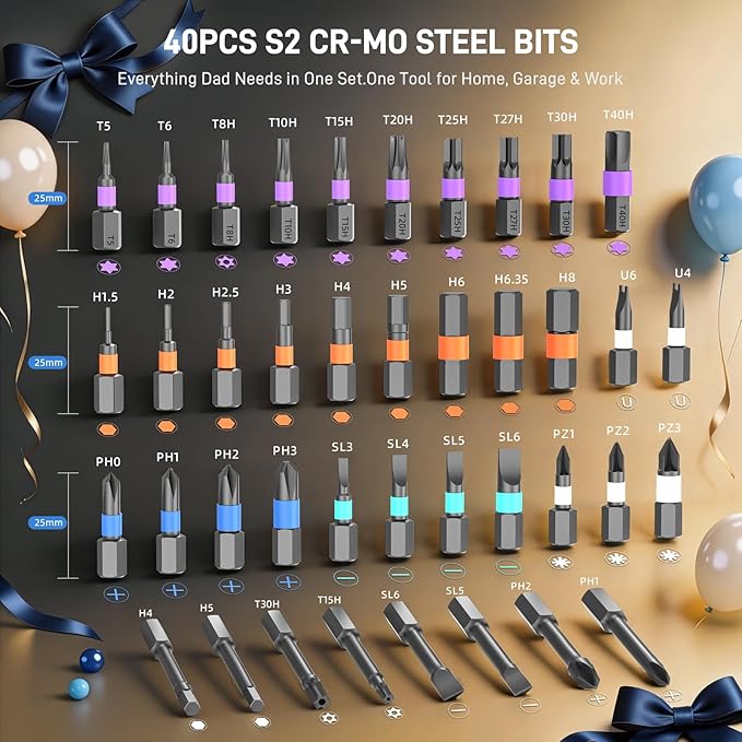 42-in-1 Magnetic Screwdriver Set, Screwdriver Set with Storage Case, Father’s Day Gifts for men, Cool Gadgets for Men, Ratcheting for Furniture, Computer, Bicycle, and DIY