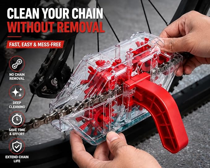 Bike Chain Cleaner Tool – Easy-to-Use Bicycle Chain Cleaning Device, Transparent Design, Deep Cleaning for Road & MTB Bikes