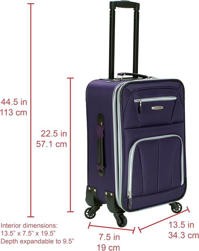 Rockland Pasadena ソフトサイド スピナー車輪付き荷物、パープル、機内持ち込み可能 20インチ (F2281-PURPLE)