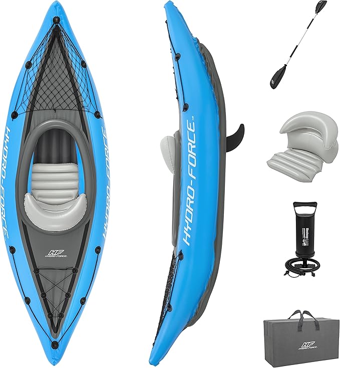 Bestway Hydro Force インフレータブルカヤックセット | シート、パドル、ハンドポンプ、収納キャリーバッグ付き | 大人、子供、家族に最適
