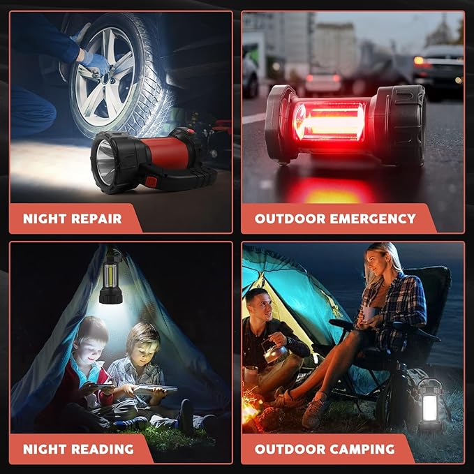 AlpsWolf キャンプランタン充電式、同LED懐中電灯スポットライトランタン 2個セット 800LM、3600容量駆動、屋外ハイキング、停電用の赤色ポータブル高輝度キャンプライト