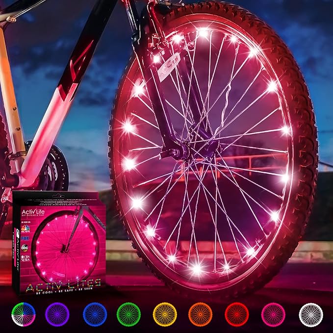 Activ Life LED Bike Wheel Lights with Batteries Included! Get 100% Brighter and Visible from All Angles for Ultimate Safety & Style (1 Tire Pack)