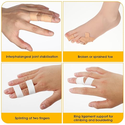 COMNICO Finger Tape, White Extra Strong 0.6-Inch x 32-feet Athletic Tape for Fingers Feet Sweat Volleyball Finger Tape for Outdoor Sports Climbing Football (White Skin Color, 3 Pcs)