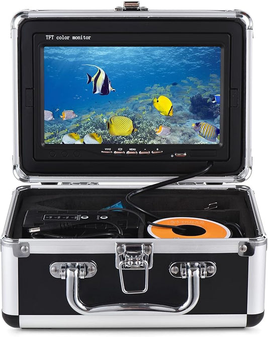 doorslay 1200TVL Underwater Fishing Camera Fish Finder with 12 IR LEDs 7Inch/9Inch LCD Display 15M/30M/50M Cable IP68 Waterproof for Sea Lake Boat Ice Fishing