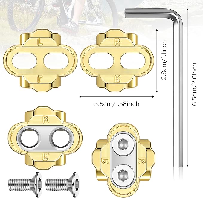 Therwen 4 Pcs Bike Cleats Bicycle Cleats Cycling Cleats with 2 Hexagonal Wrenches for MTB Shoes Compatible with Eggbeater Candy Mallet Smarty Pedals