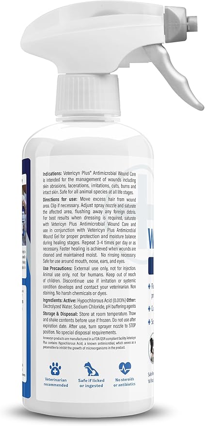Vetericyn Plus Horse Wound Care Spray | Equine Healing Aid and Skin Repair, Clean Wounds, Relieve Itchy Skin. 16 ounces
