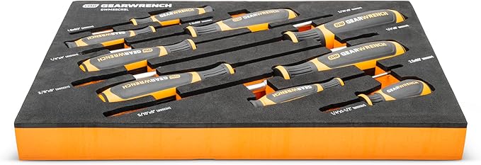 GEARWRENCH 9 Piece Slotted Dual Material Screwdriver Set in Foam Storage Tray - GWMSSCRSL