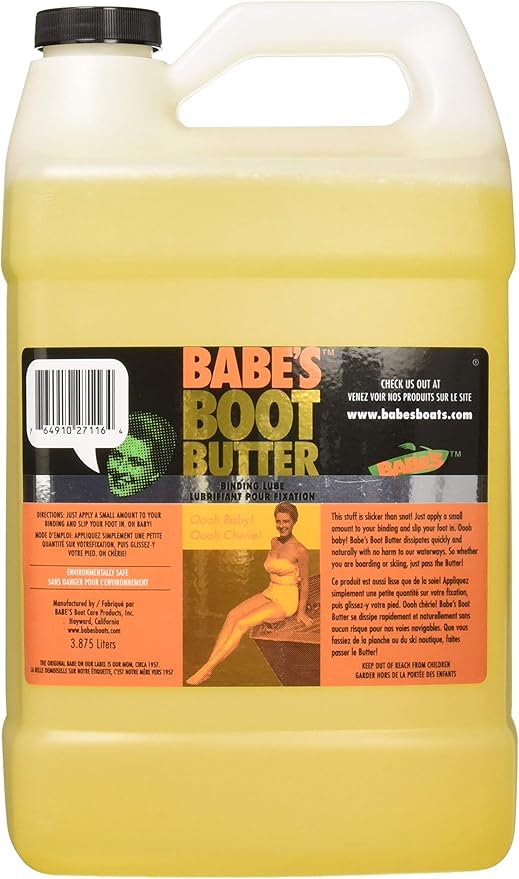 Babe’s Boot Butter – Water-Based Binding Lubricant for Wakeboards & Skis – Eco-Friendly, Non-Drying Formula for Easy Entry & Snug Fit - 1 Gallon
