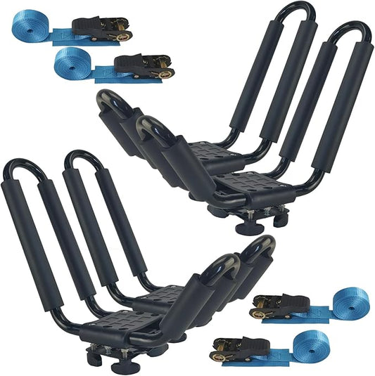 2 Pairs Kayak Roof Rack for Car Top Roof Mount Carrier J Cross Bar Canoe Boat