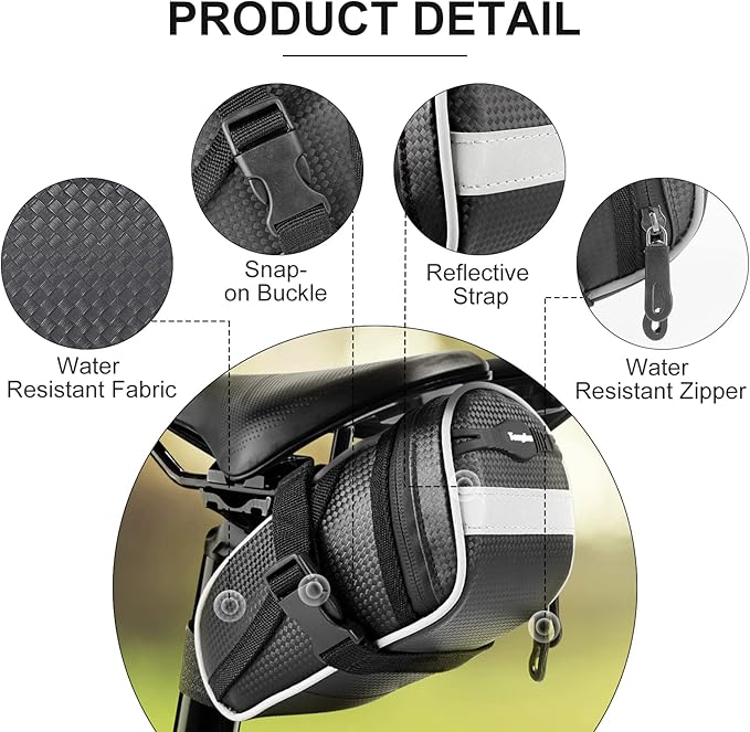 Bicycle Seat Bag Water Proof,Bike Pack Under Seat,Wedge Saddle Bag for Bike,Cycling Accessories