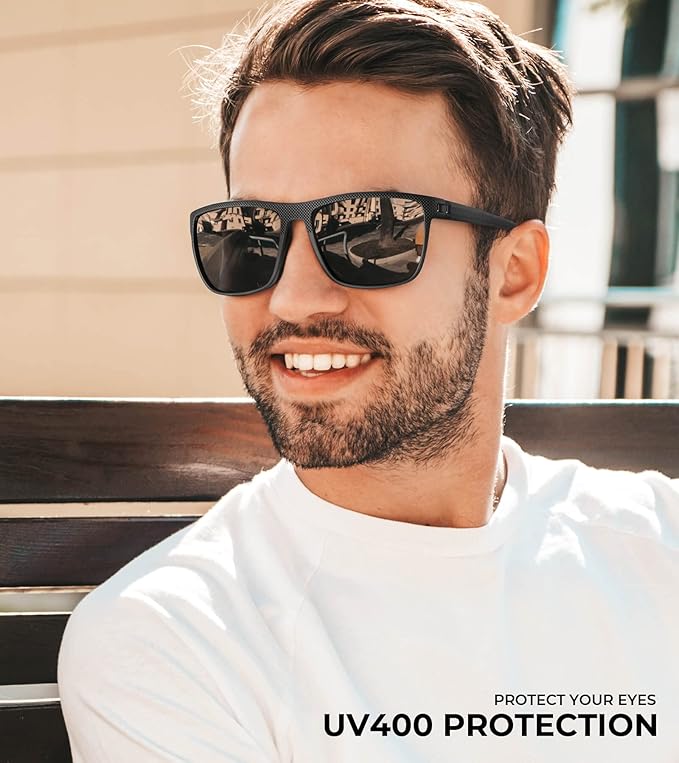 KALIYADI Polarized Sunglasses for Men, Lightweight Sun Glasses with UV Protection for Driving Fishing Golf