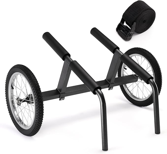 Kayak Beach Cart, SUP Cart,Width Adjustable Universal Canoe Dolly Heavy Duty Kayak Trolley with 16" Wheels, Sturdy 300 LBS Weight Capacity