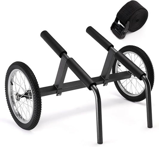 Kayak Beach Cart, SUP Cart,Width Adjustable Universal Canoe Dolly Heavy Duty Kayak Trolley with 16" Wheels, Sturdy 300 LBS Weight Capacity