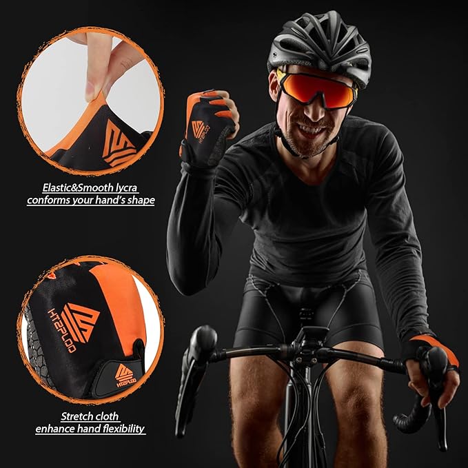 Bike Gloves for Men Women with Anti-Slip Shock-Absorbing Pad, Light Weight Half-Finger Cycling Gloves