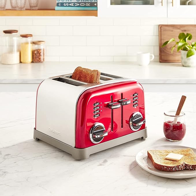 Cuisinart 4スライス メタルクラシックトースター (メタリックレッド)