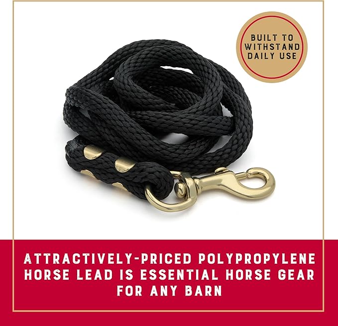 Weaver Equine Performance Lead Rope, 8' Horse Value Rope with Brass Plated 225 Snap, Soft Comfort Grip, Barn Horse Tack for Daily Use