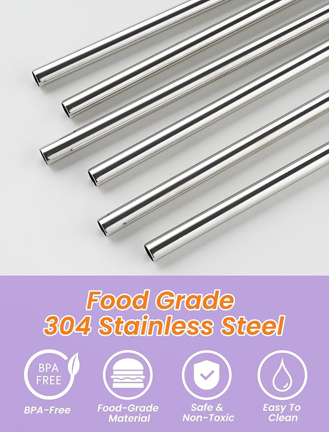 NiHome 6PCS Reusable Anti-Wrinkle Straw Set Fit for Stanley Tumblers, 3 Lengths Stainless Steel Drinking Straws with Silicone Tips Fit for 14oz 20oz 30oz 40oz, Protective Caps & Brushes (6 Colors)