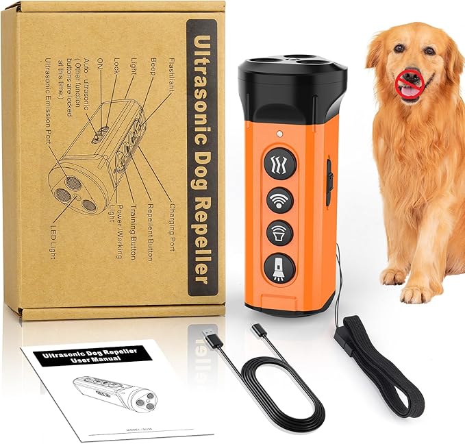 Dog Bark Deterrent Device,3X Anti Barking Device,6 Training Modes&4 Using Scenarios Dog Whistle to Stop Barking,50FT Range Ultrasonic Dog Repeller,Indoors&Outdoors Dog Barking Silencer