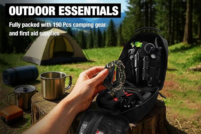 Survival First Aid Kit, 190 Pcs Survival Gear and Medical Supplies, Military IFAK EMT Molle Tactical Pouch for Outdoor, Camping, Hiking, Car, Vehicles and More