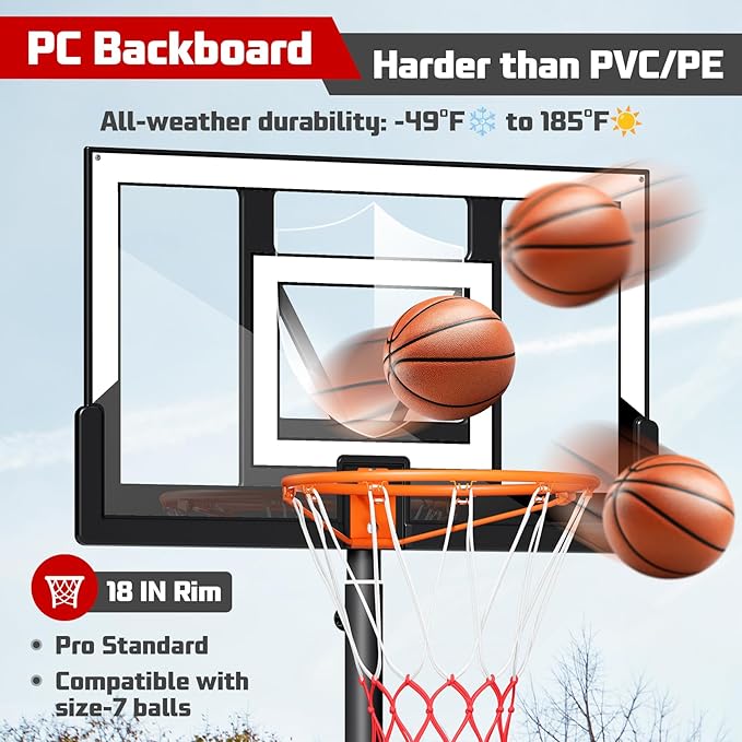Basketball Hoop Outdoor 10FT with Shatterproof 40 Inch Backboard, Portable Basketball Hoop Goal System for Kids/Youth/Adults in Backyard/Driveway/Indoor