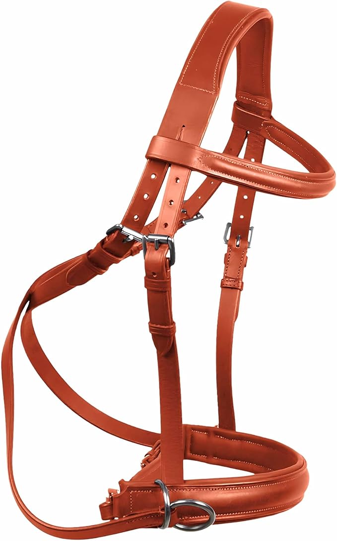 Hulara Genuine English Leather Crossover | Crossunder Bitless Horse Bridle Headstall with Reins