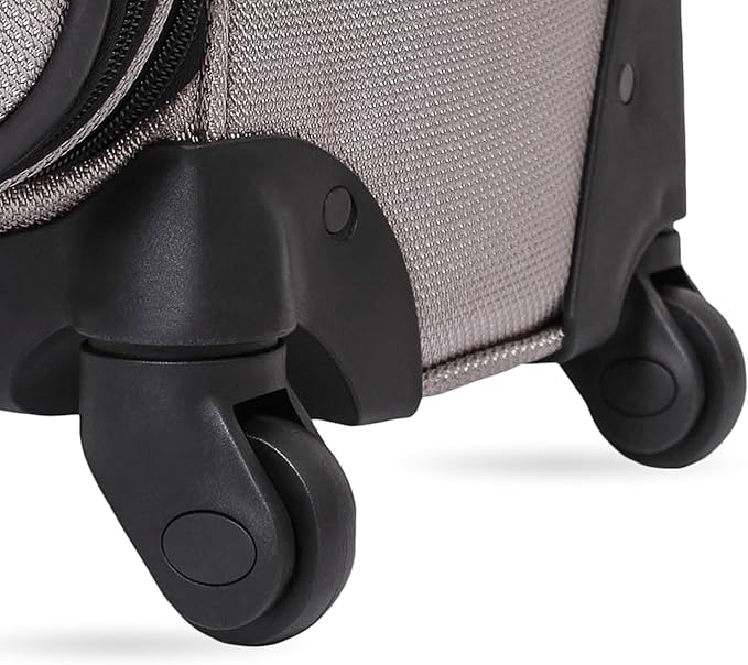 SwissGear Sion ソフトサイド 拡張可能ラゲッジ – 360度回転ホイールと格納式ハンドル付きミディアムチェック柄スーツケース – 25インチ、1～7泊の旅行に最適 – ピューター