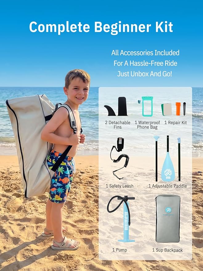 Niphean Inflatable Stand Up Paddle Board with SUP Accessories, Anti-Slip EVA Deck, 10’6’’ Inflatable Paddle Boards for Adults & Youth of All Skill Levels