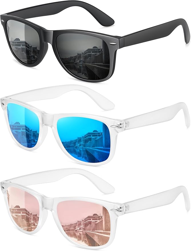 MEETSUN Polarized Sunglasses for Women Men Classic Retro Trendy Driving Sun Glasses UV400 Protection (3 Pack)